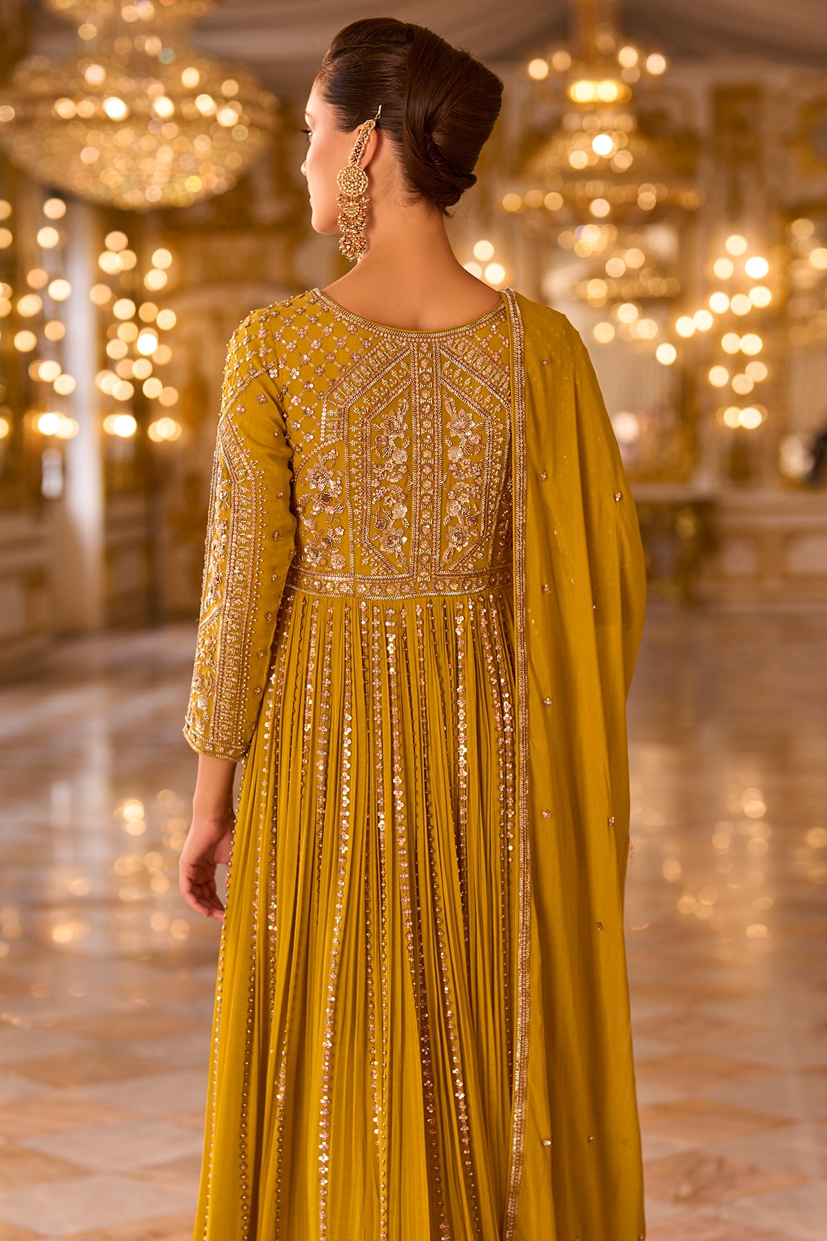 Mustard Yellow Embroidered Anarkali Suit