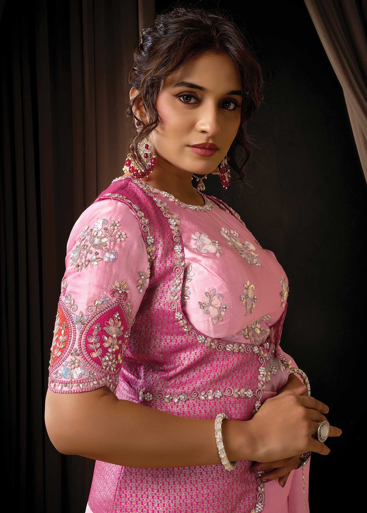 Pink Tissue Organza Saree