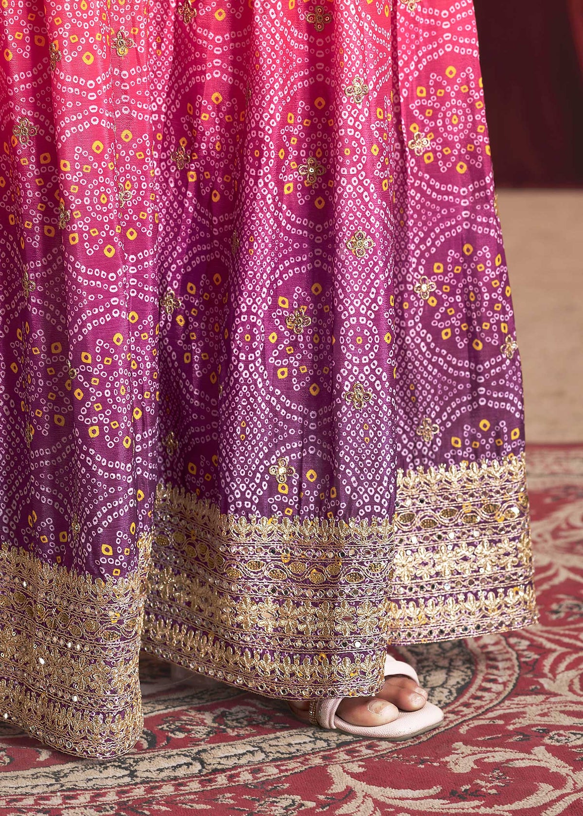 Pink Chinnon Sharara Suit Set