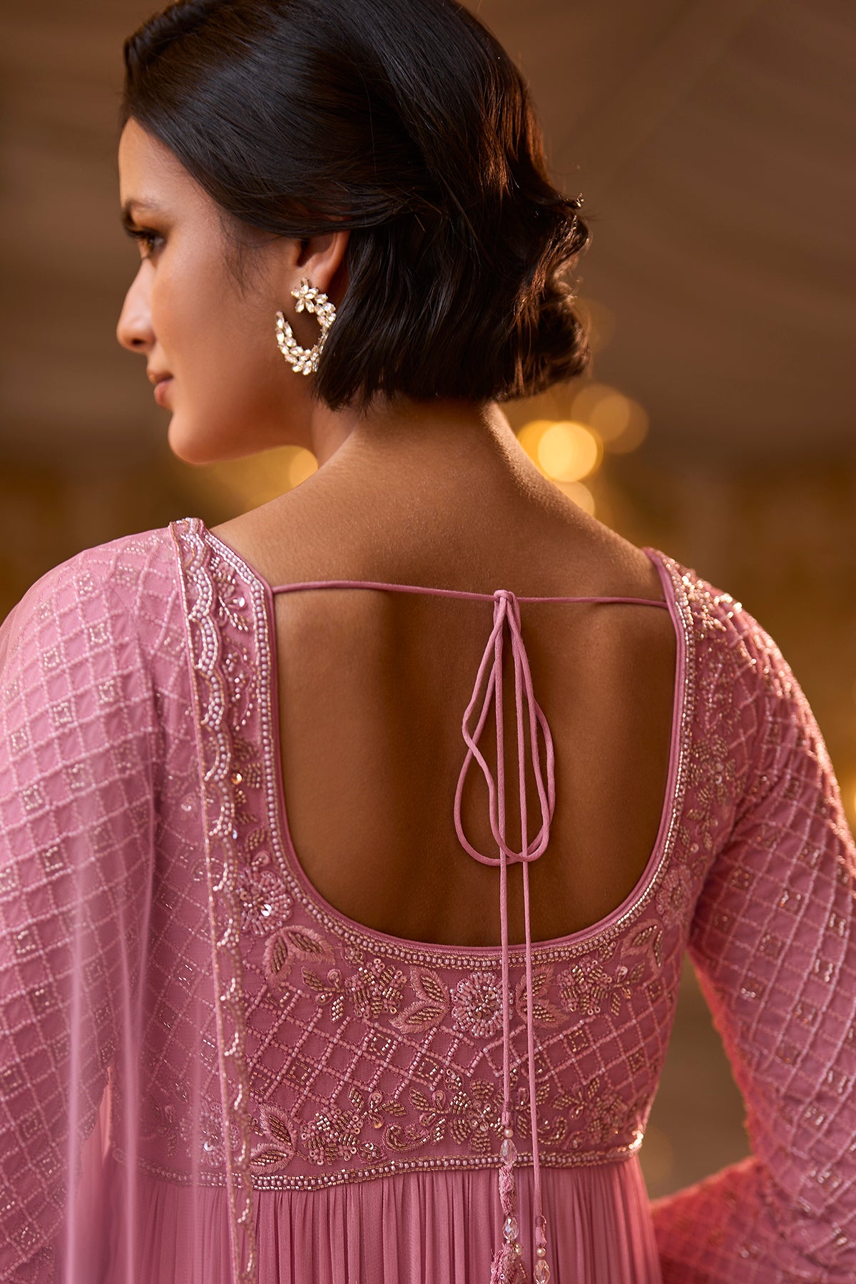 Rose Pink Embroidered Anarkali Suit