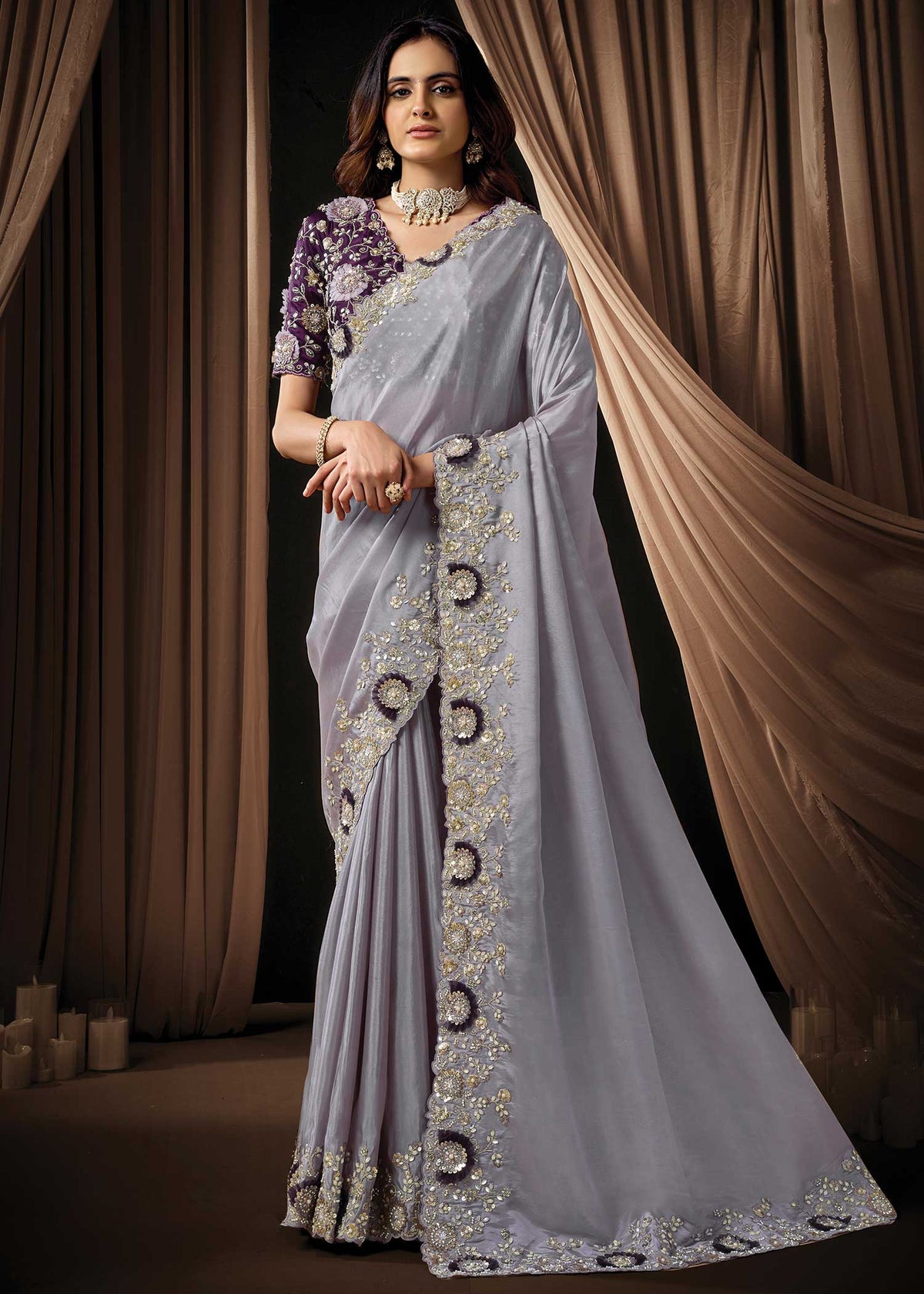 Lavender Uppada Silk Saree