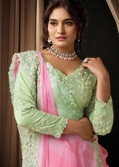 Pink Soft Georgette Saree