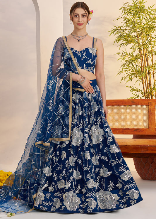 Royal Blue Butterfly Net Lehenga Choli