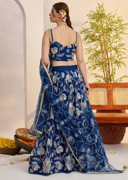 Royal Blue Butterfly Net Lehenga Choli