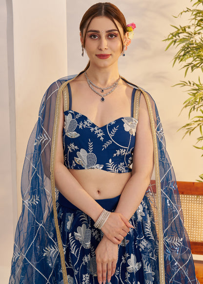 Royal Blue Butterfly Net Lehenga Choli