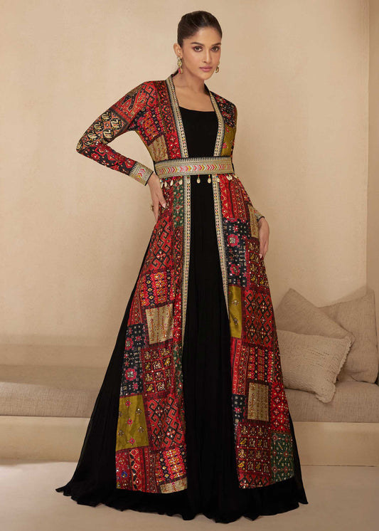 Midnight Noir Silk Shrug Gown