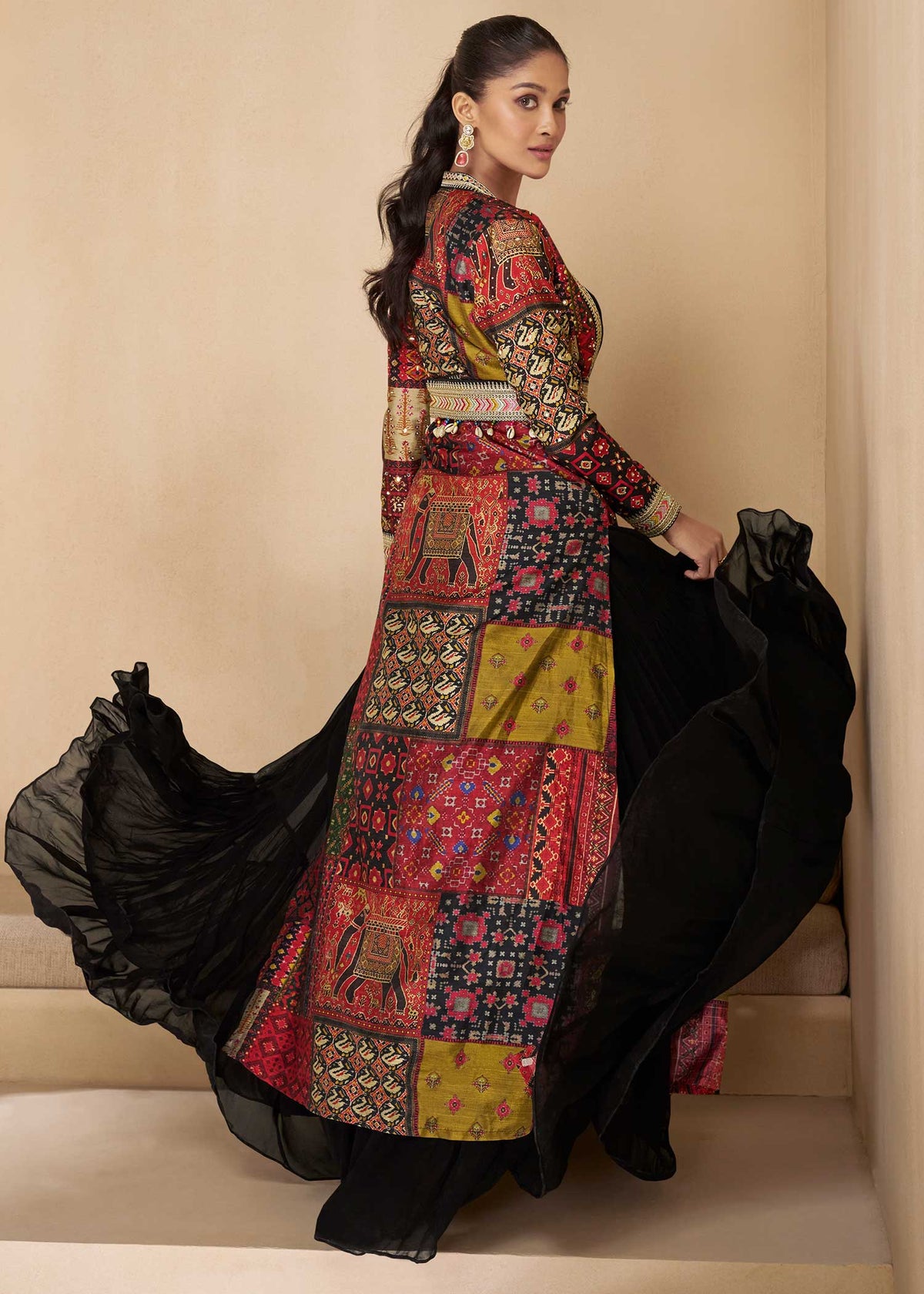 Midnight Noir Silk Shrug Gown