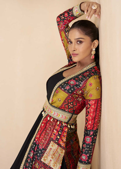 Midnight Noir Silk Shrug Gown