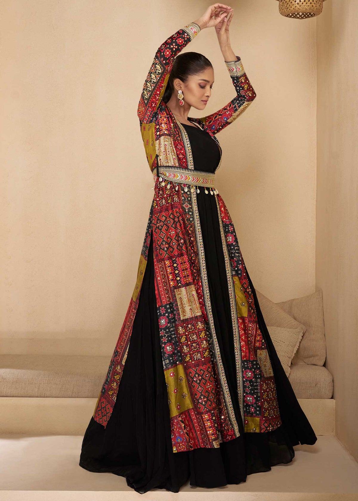 Midnight Noir Silk Shrug Gown