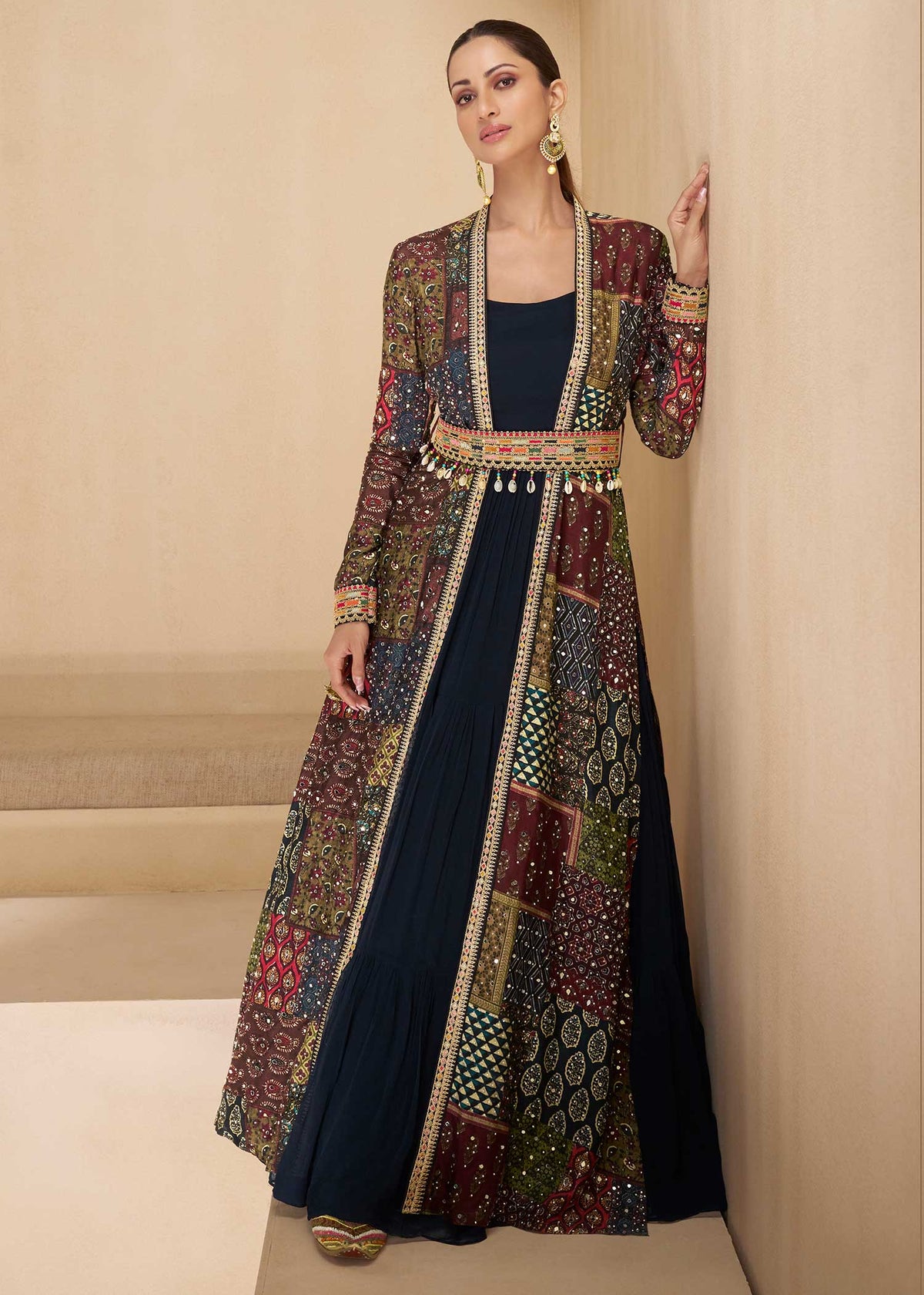 Royal Eclipse Silk Shrug Gown