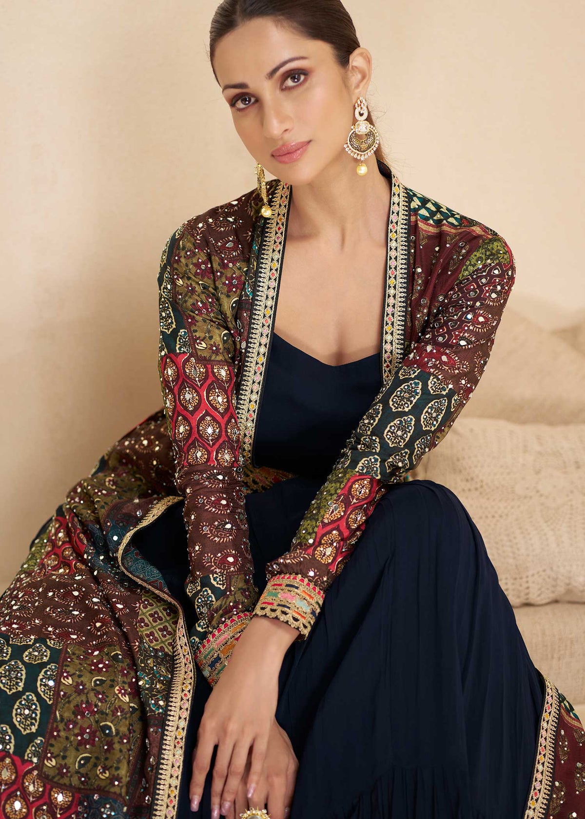 Royal Eclipse Silk Shrug Gown