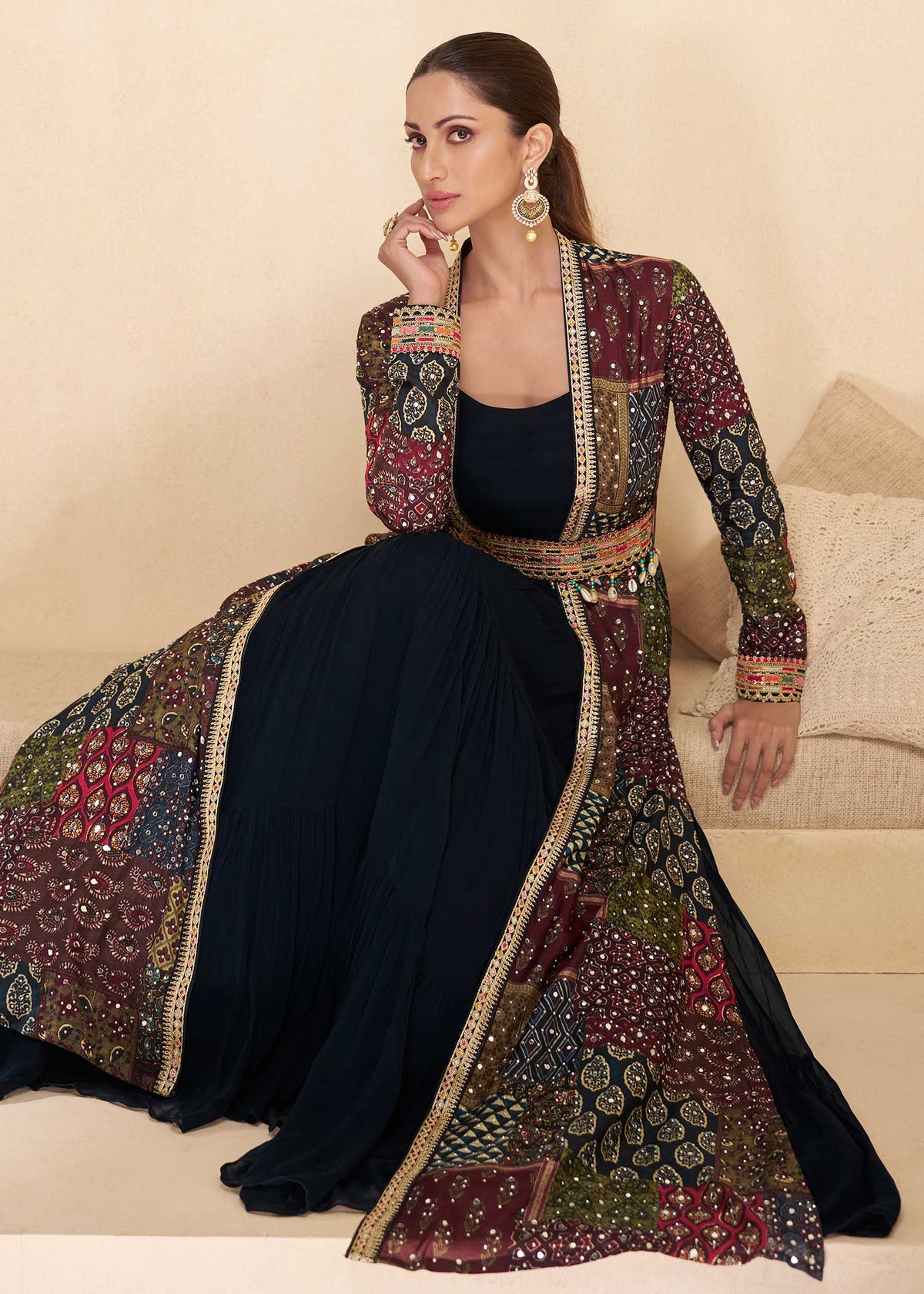 Royal Eclipse Silk Shrug Gown