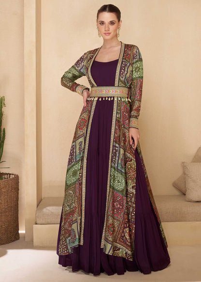 Royal Plum Silk Shrug Gown